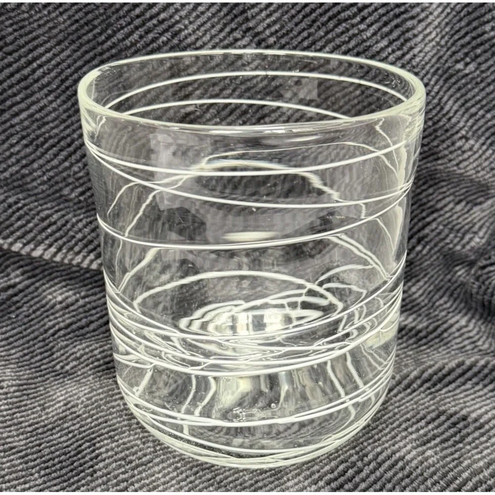 Blown Glass Clear Vase With White Modern‎ Design 5.75